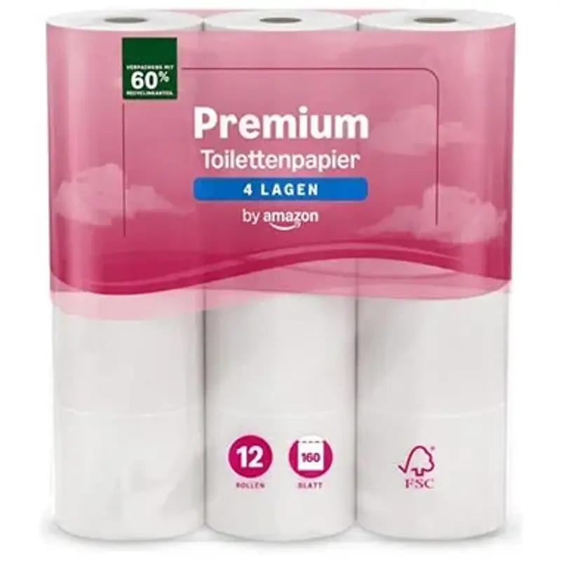 🧻 48 Rollen by Amazon Premium Toilettenpapier, 4-lagig ab 18,23€ (statt 27€)