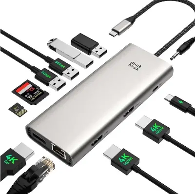 🖥️ Minthouz 12 in 1 Docking Station mit 4K@144HZ DP+Dual HDMI für 35,74€ (statt 45€)