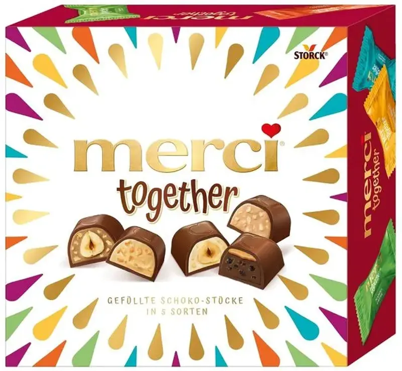 🍫 4 x merci together Pralinen in 5 Sorten für 8,85€ (statt 12€)