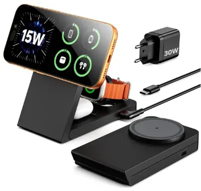 🧲 Eddibox 15W 3in1 Magsafe Ladestation inkl. 30W Netzteil für 19,99€ (statt 30€)