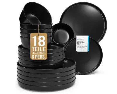 🍽️🍜 Pure Living Manhattan 18-tlg. Steingut Geschirrset 6 Personen für 55,94€ (statt 80€)