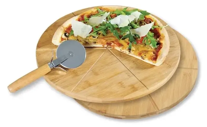 🍕 2er Set Kesper Bambus-Pizzateller (32 cm) + Pizzaschneider für 9,99€ (statt 28€)