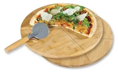 🍕 2er Set Kesper Bambus-Pizzateller (32 cm) + Pizzaschneider für 9,99€ (statt 28€)