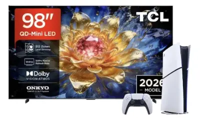 📺 TCL 98T8D 98 Zoll 4K QD-Mini LED + 🎮 PlayStation 5 Digital für 1.999€ (statt 2.568€)