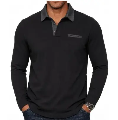 👕 GLESTORE Langarm Poloshirt mit Kontrastkragen für 14,99€ (statt 30€) – in 3 Farben