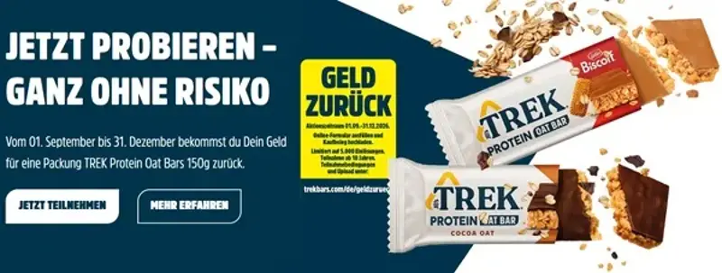 TREK Protein Oat Bars-Riegel gratis ausprobieren
