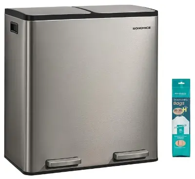 🗑️ SONGMICS Mülleimer 2 x 30L aus Edelstahl mit Softclose-Deckel für 66,99€ (statt 85€)