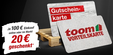 Toom: 20€ Einkaufsgutschein bei einem Einkauf ab 100€ Warenwert
