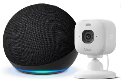 🎶📷 Amazon Echo Dot + Blink Mini 2K+ Überwachungskamera für 39,99€ (statt 65€)