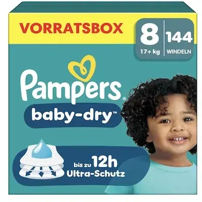 💩 144x Pampers Baby-Dry Windeln in Größe 8 (17kg+) ab 46,74€ (statt 80€)
