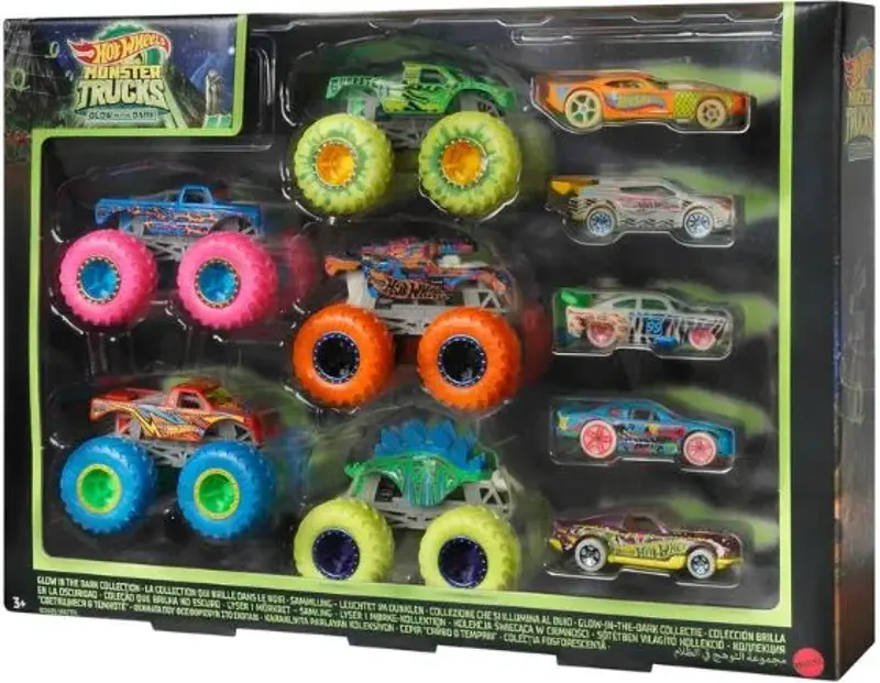 🛻 10er Set Hot Wheels Monster Trucks Glow-in-the-Dark für 28,98€ (statt 38€)