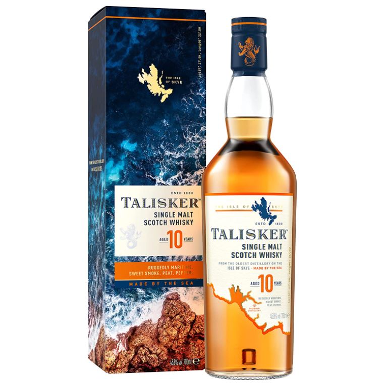 Talisker 10 Jahre Islay Single Malt Scotch Whisky – in Geschenkbox, 700ml für 25,52€ (VG: 34,79€)
