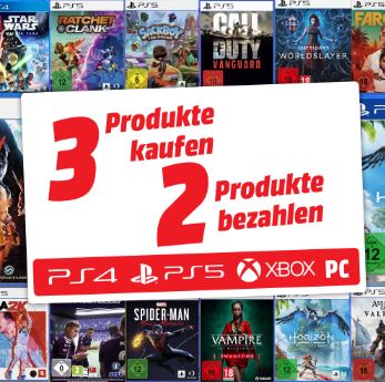 MediaMarkt: 3 für 2 Aktion auf Spiele – PS5, PS4, Xbox und PC