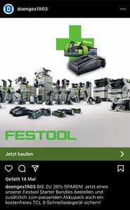 Verschiedene Festool Maschinen mit Akku und Schnellladegerät: T 18+3, BHC 18, TDC 18/4, DWC 18, TSC 55