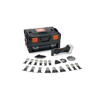 Fein Multimaster AMM 700 MAX BLACK mit 30-tlg. Zubehör und L-Boxx AmpShare (Bosch kompatibel) + Gratis Brennenstuhl LED + Zubehör Set