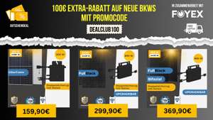 Balkonkraftwerk 380W - 159,90 €, 420W - 169,90 €, 840W - 299,90 €, 860W - 369,90 €