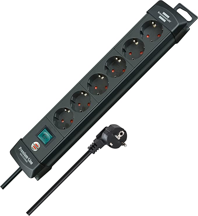 Brennenstuhl Premium-Line, Steckdosenleiste 6-Fach (Steckerleiste mit Schalter und 3m Kabel – 45° Winkel) für 12,45€ (VG: 16,42€)