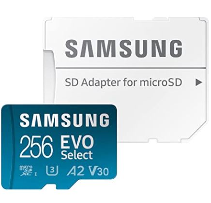 Samsung EVO Select 256GB microSDXC UHS-I (130MB/s für 4k Aufnahmen) für 16,99€ (VG: 24,69€)