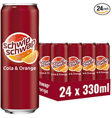 Schwip Schwap, Das Original – Koffeinhaltiges Cola-Erfrischungsgetränk mit Orange, EINWEG Dose (24 x 330 ml) für 12,59€ = 52 Cent pro Dose