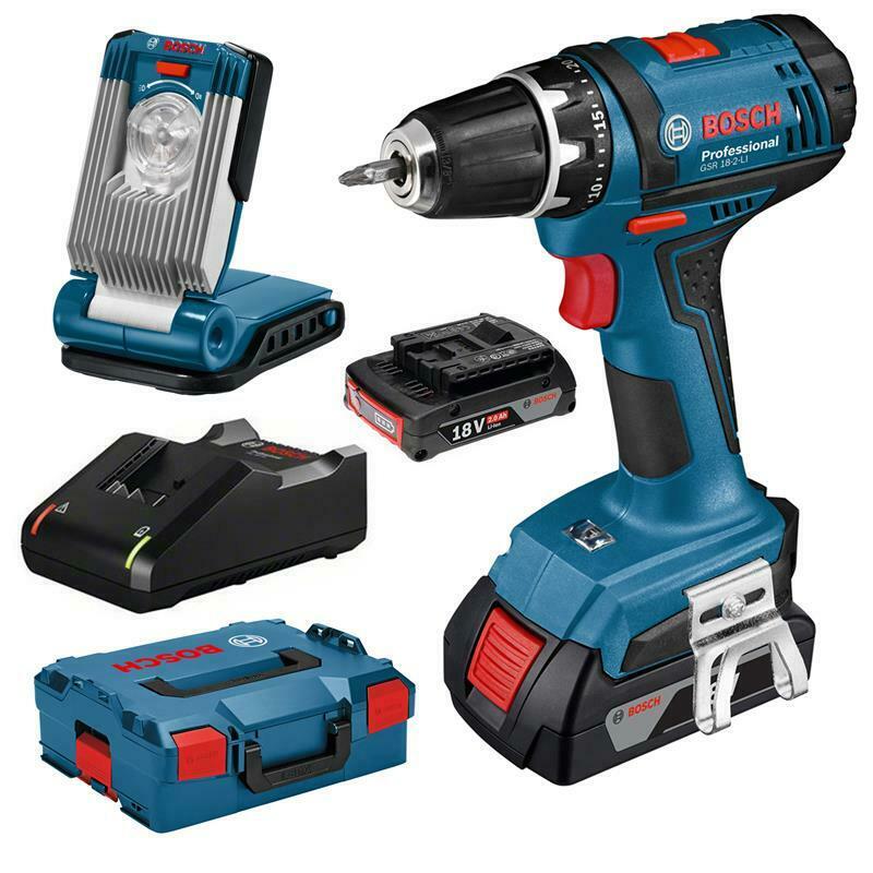 Bosch Akku-Bohrschrauber GSR 18-2-LI mit 2 Akkus 2,0 Ah, GLI VAriLED und L-Boxx für 125,10€ (Vergleich: 168,95€)