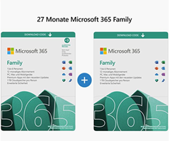 27 Monate Microsoft 365 Family für 99,99€ (= 3,70€/Monat)