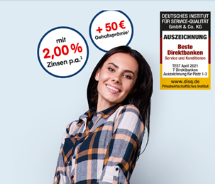 [nur noch bis morgen] 1822direkt: Girokonto als Gehaltskonto nutzen (kostenlos ab mind. 700€) inkl. 50€ Startguthaben und