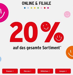 Ernstings Family: 20% Rabatt auf das gesamte Sortiment