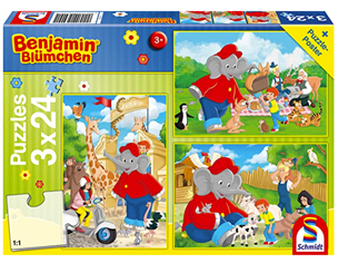 Schmidt Spiele 56400 Benjamin Blümchen, Im Zoo, 3×24 Teile Kinderpuzzle, Bunt für 4€ (VG: 10,95€)