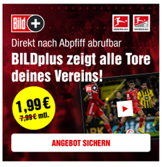 12 Monate BILDplus für 1,99€ pro Monat (monatlich kündbar)