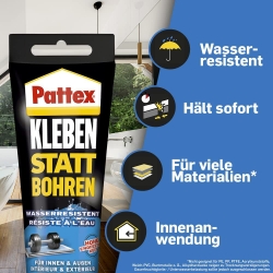 Pattex Montagekleber „Kleben statt Bohren“, Wasserresistent, 340g für 7,19€ (VG: 11,54€)