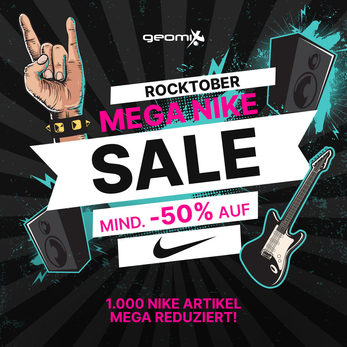 Geomix: NIKE Mega Sale mit mindestens 55% + gratis Versand