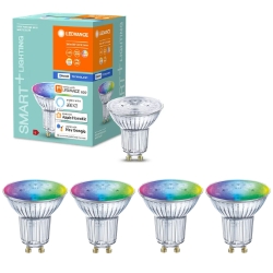4er Pack Ledvance LED Smart+ LED Leuchtmittel (4,9W, GU10, RGBW, 2700K-6500K, Dimmbar, Bluetooth) für 9,99€ (VG: 13,16€)