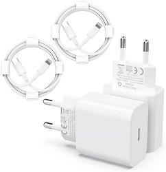 MFI zertifiziertes 20 Watt USB-C iPhone Ladegerät mit Ladekabel im Doppelpack für 10,99€