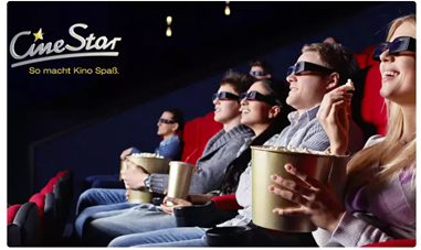 6x Kinogutscheine für alle 2D-Filme inkl. Sitzplatz- & Filmzuschlag bei Cinestar für 39,60€ (= 6,60€/Ticket) oder 4 Stück für 26,80€ (= 6,70€ pro Ticket)