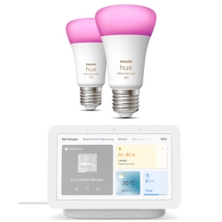 2er Pack Philips Hue White & Color Ambiance E27 800lm + einem Google Nest Hub 2. Generation für 89,95€ (VG: 138,84€)
