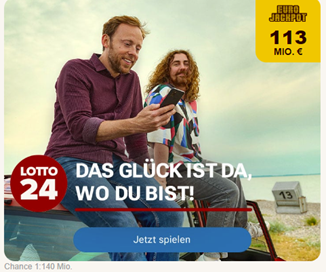 Annahmeschluss 18:35 Uhr: 3 Felder EuroJackpot für 3€ (anstatt 6,60€) für Neukunden – 113 Millionen im Jackpot