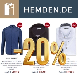 Hemden.de: Sale mit bis zu 76% Rabatt + 20% Extra-Rabatt