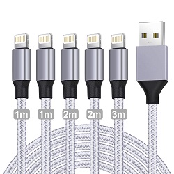 5er Pack MFi zertifizierte Apple Ladekabel in unterschiedlichen Längen für 6,49€