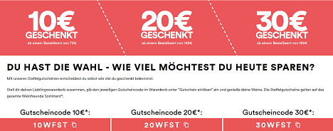 Weinfreunde: Bis zu 30€ Rabatt auf euren Einkauf, abhängig vom Bestellwert
