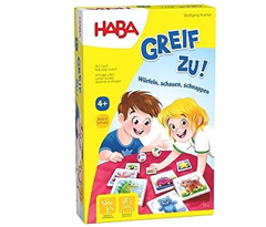 HABA 304262 – Greif zu! – Würfeln, schauen, schnappen, lustiges Reaktionsspiel für 2-4 Spieler von 4-99 Jahren für 7,99€