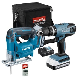 Makita DK18113X1 Combo Kit mit Akkuschrauber HP457DZ, Stichsäge JV183DZ und Zubehör für 211,94€ + 50€ Netto Filal-Gutschein