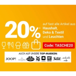 Zurbrüggen: 20% Rabatt auf die Rubriken Haushalt, Deko & Textil sowie Leuchten – auch auf reduzierte Artikel