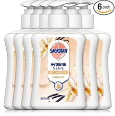 Sagrotan Handseife Vanille und Cashmere – Hygienische Flüssigseife – 6 x 250 ml Seifenspender für 7,64€
