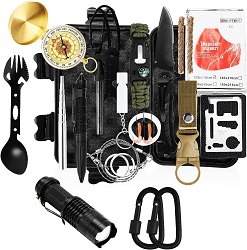 Eulenke 18-in-1 Wildnis-Ausrüstung mit Kompass, Taschenlampe und mehr für 16,79€