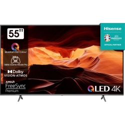 Hisense 55E77KQ Pro 55″ QLED V (4K UHD, QLED, Smart TV, HDR, Dolby Vision IQ, 144Hz, HDMI 2.1) für 528,80€ (VG: 618,99€)