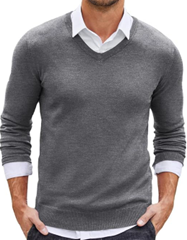 COOFANDY Herren Strickpullover Langarm V-Ausschnitt für 15,49€