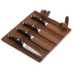 4-teiliges Burnhard Steakmesserset mit Pakka Holzgriffen und Rollledertasche für 38,16€ (VG: 44,90€)