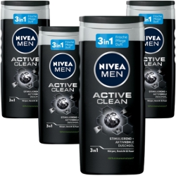 4 x 250ml NIVEA MEN Active Clean Duschgel für 4,81€ (VG: 7,40€)