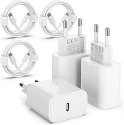 MFI zertifiziertes 20 Watt USB-C iPhone Ladegerät mit Ladekabel im 3er-Pack für 11,99€