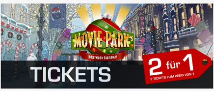 Movie Park´s Hollywood Christmas (01.12. bis 07.01.)– 2 für 1 Ticket (= 22,45€/Ticket)